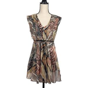 Just living Vintage brown Victorian babydoll chiffon layer tunic blouse